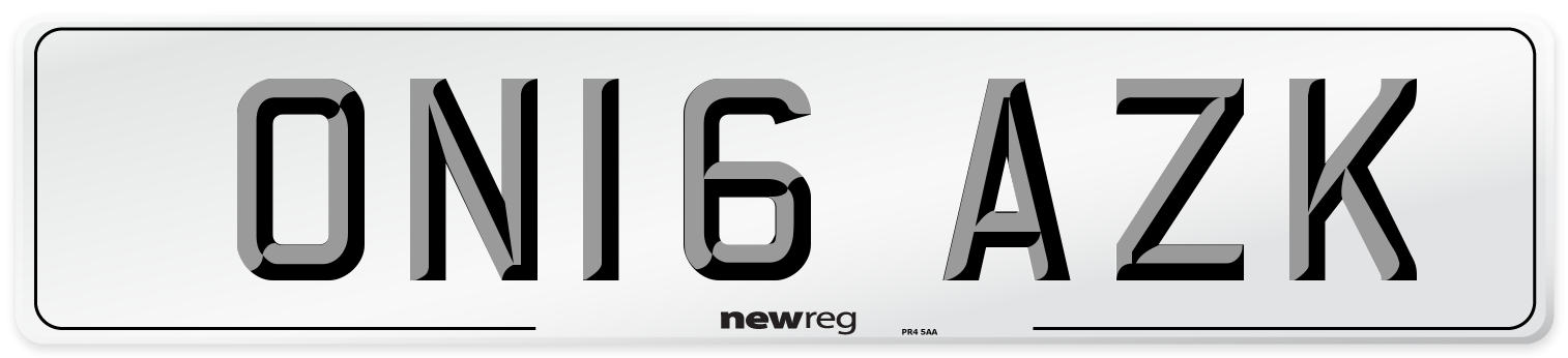 ON16 AZK Number Plate from New Reg